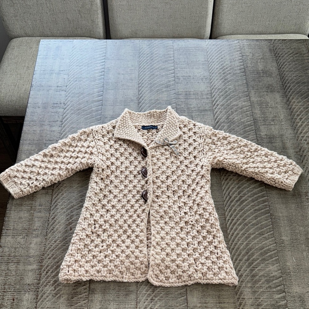 Burberry Chunky Knit Beige Cardigan size 2T